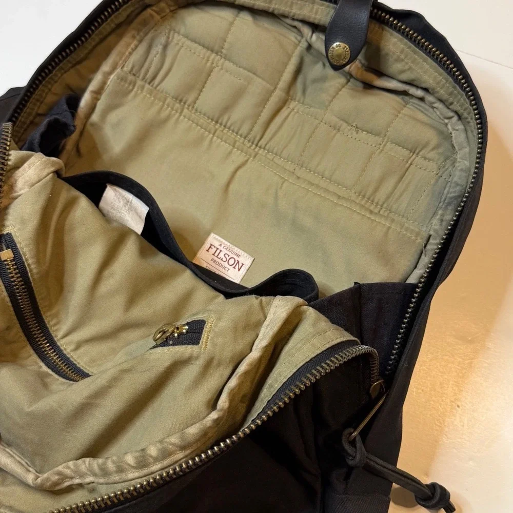 Vintage Filson Journeyman Backpack BLK Tin Cloth Canvas Laptop USA Made Bag Rare